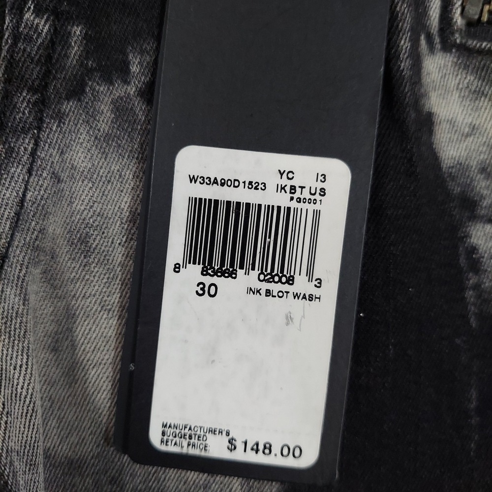 GUESS Pants Mens Fits 30x29 Black Ink Blot Cargo Slim Skinny Ankle Zip - Picture 5 of 11